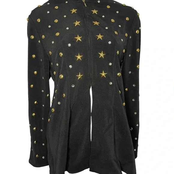 NWT Silver Mesa Star Studded Jacket size x-small black and gold - Picture 3 of 7